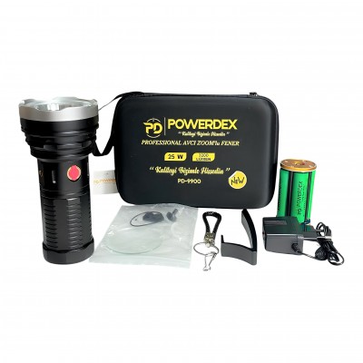 Powerdex PD-9900 3200 Lümen Su Geçirmez Profesyonel LED El Feneri – Şarjlı, SOS Modlu, Süper Güçlü