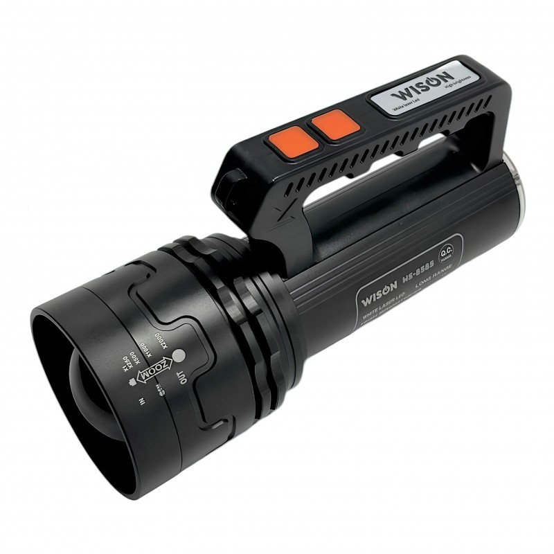 Wıson WS-8585 55W LED El Feneri, muhteşem 5500 lümen gücüyle her anını aydınlatır. 22000 mAh Type-C şarj kapasitesi ve çift düğme ile kullanımı kolay. Acil durumlarda kullanabileceğiniz SOS modu ile güvenliğinizi sağlar.