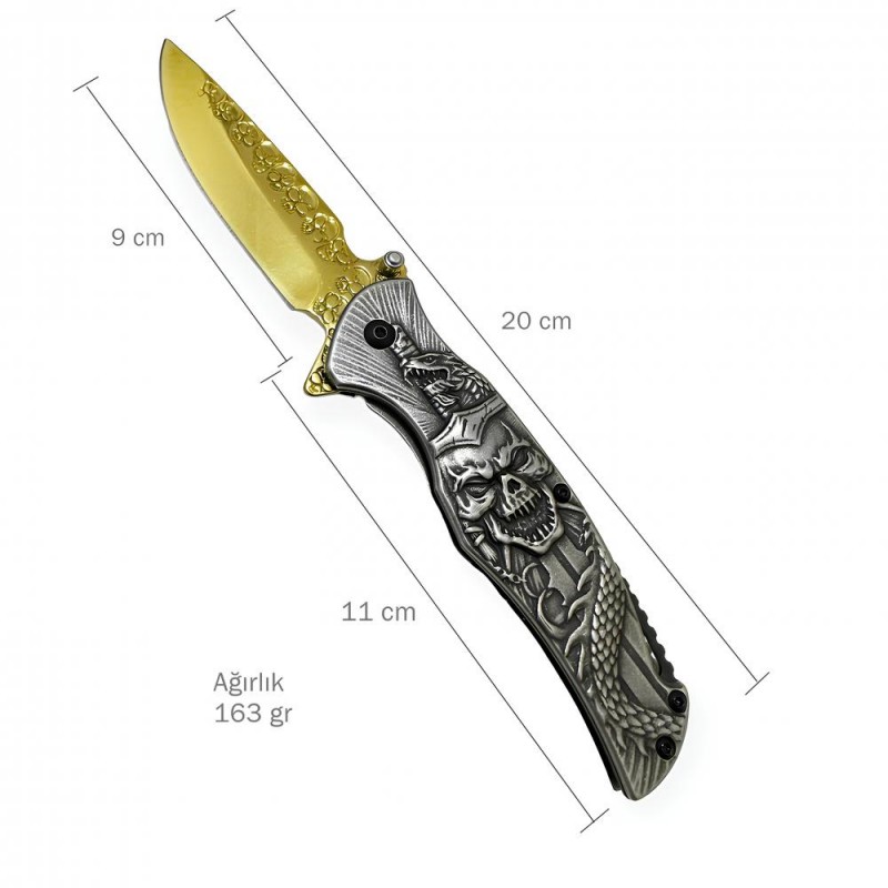 metal gövdeli desenli çakı