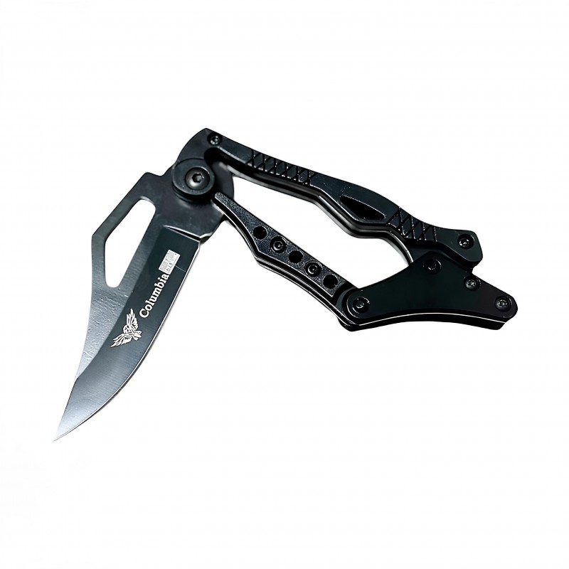 Columbia tasarım ödüllü katlanır çakının ergonomik sap detayını gösteren yakın plan görsel