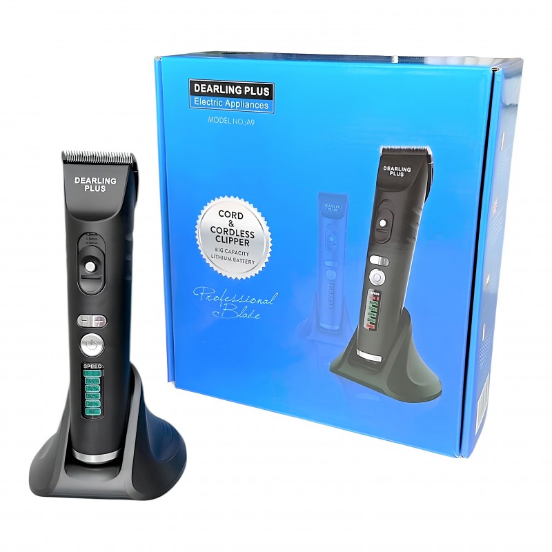 Dearling A9 dijital ekranlı şarjlı tıraş makinesi ile profesyonel bakım deneyimini gösteren görsel