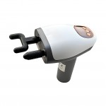 Çift başlıklı dijital ekranlı masaj tabancasının ikili başlık tasarımını gösteren görsel