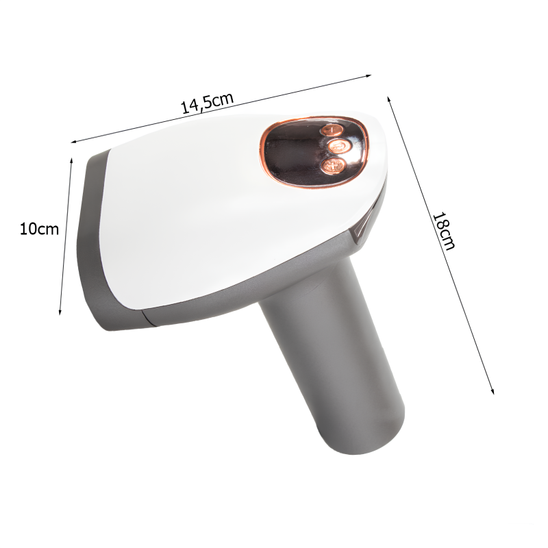 Çift başlıklı dijital ekranlı masaj tabancasının kas masajı sırasında kullanımını gösteren görsel