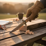 Kaymaz ve ergonomik tutma kolu detayı Columbia MA-123-C Avcı Çakısı.