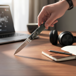 Leverletto otomatik bıçakta AKC iş birliği ile üretilmiş özel tasarım.