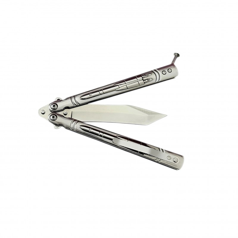 Orijinal Roket Kabartmalı Tanto Uçlu Profesyonel Kelebek Bıçak