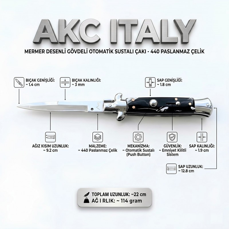 Maniago İtalya Üretimi AKC Stiletto Koleksiyonluk Bıçak