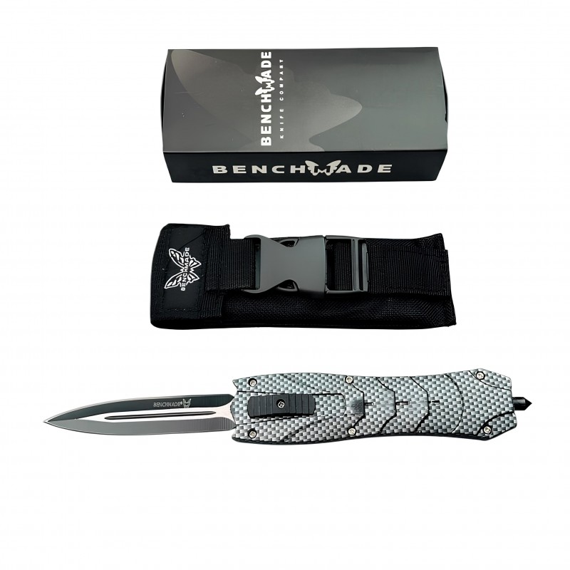 Benchmade Karbon Fiber Desenli Çift Ağızlı Otf Otomatik Taktik Bıçak – Cam Kırıcılı
