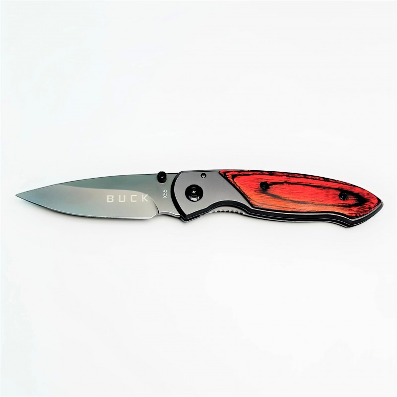 Buck X55 Ahşap Kabzalı Katlanabilir Cep Çakısı – Av, Kamp ve Taktik Tipi Edc Bıçak