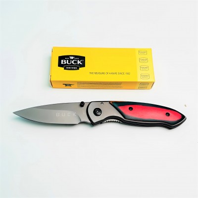 Buck X55 Kırmızı Kabzalı Taktik Katlanır Çakı – Taktik Gri Namlu, Kilitli Cep Bıçağı