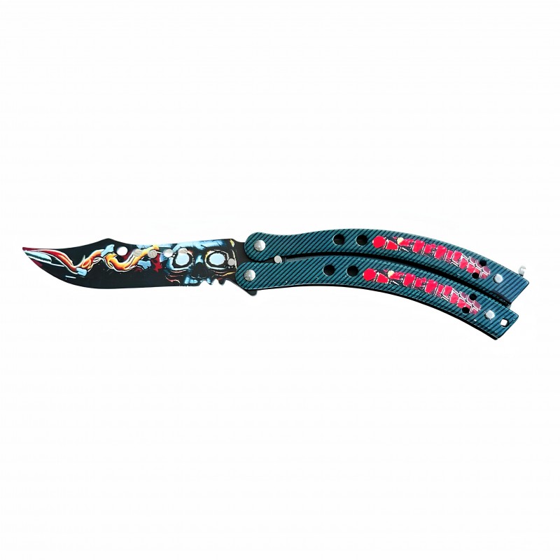 Kafatası Tasarım Profesyonel Kelebek Eğitmen Bıçağı – Keskin Olmayan Balisong Trainer