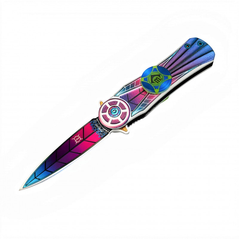 Adm-022 Stres Çarklı Çakı – Titanyum Anodize Renk Geçişli Katlanır Mini Edc Fidget Knife