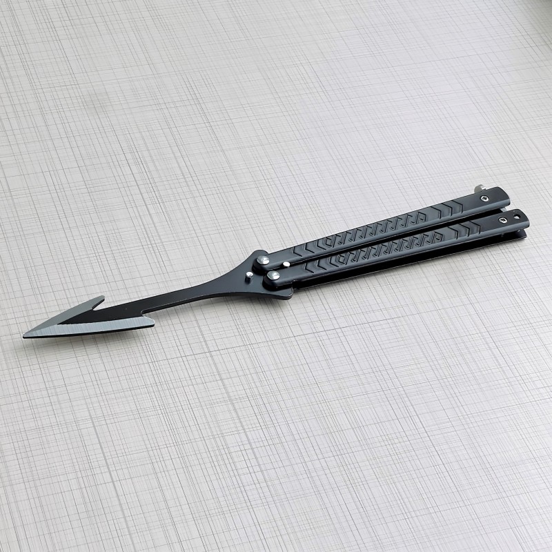 Siyah Özel Tasarım Eğitim Kelebek Bıçağı – Keskin Olmayan Güvenli Antrenman Bıçağı (Balisong Trainer)
