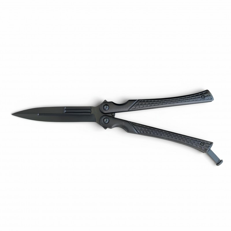 Siyah Tasarımlı Profesyonel Kelebek Bıçak (Balisong)