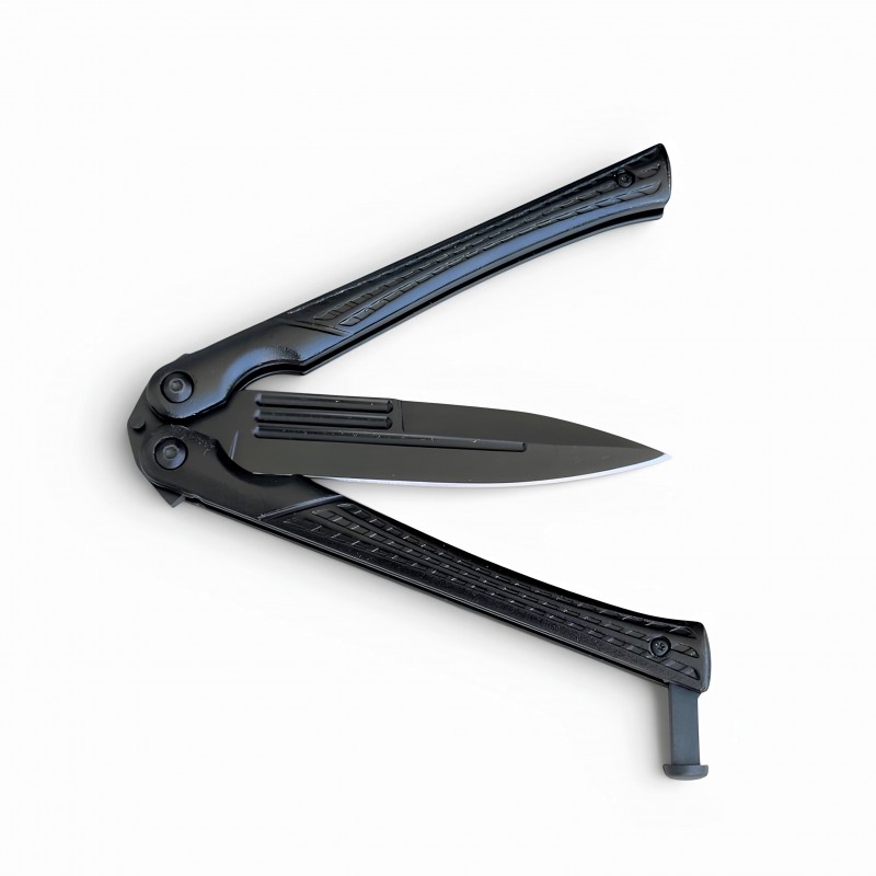 Siyah Tasarımlı Profesyonel Kelebek Bıçak (Balisong)