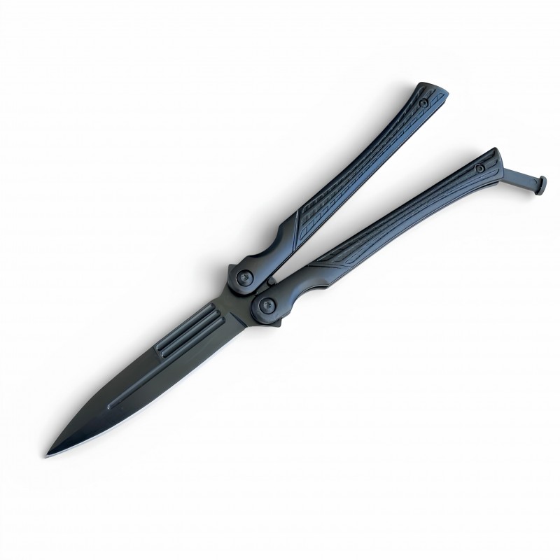 Siyah Tasarımlı Profesyonel Kelebek Bıçak (Balisong)