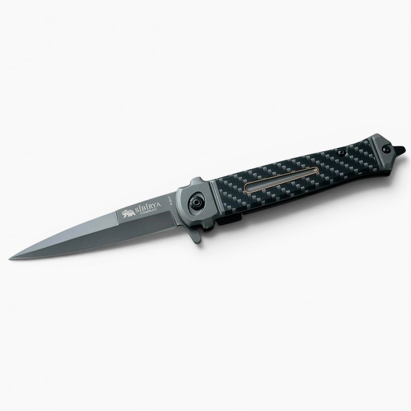 Sibirya Company S-2217 Yarı Otomatik Karbon Desenli Taktik Çakı
