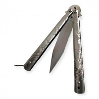 En uygun fiyatlı kelebek bıçak gümüş ejderha desenli