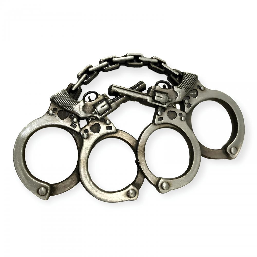 Silah Ve Kelepçe Desenli Gri Renk Muşta -  Özel Tasarım Bıçaklar Kategorisi