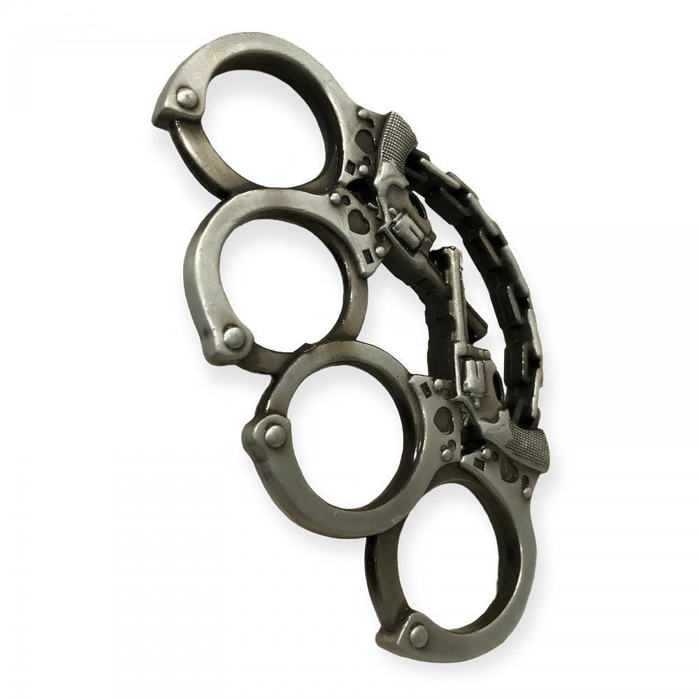 Silah Ve Kelepçe Desenli Gri Renk Muşta -  Özel Tasarım Bıçaklar Kategorisi