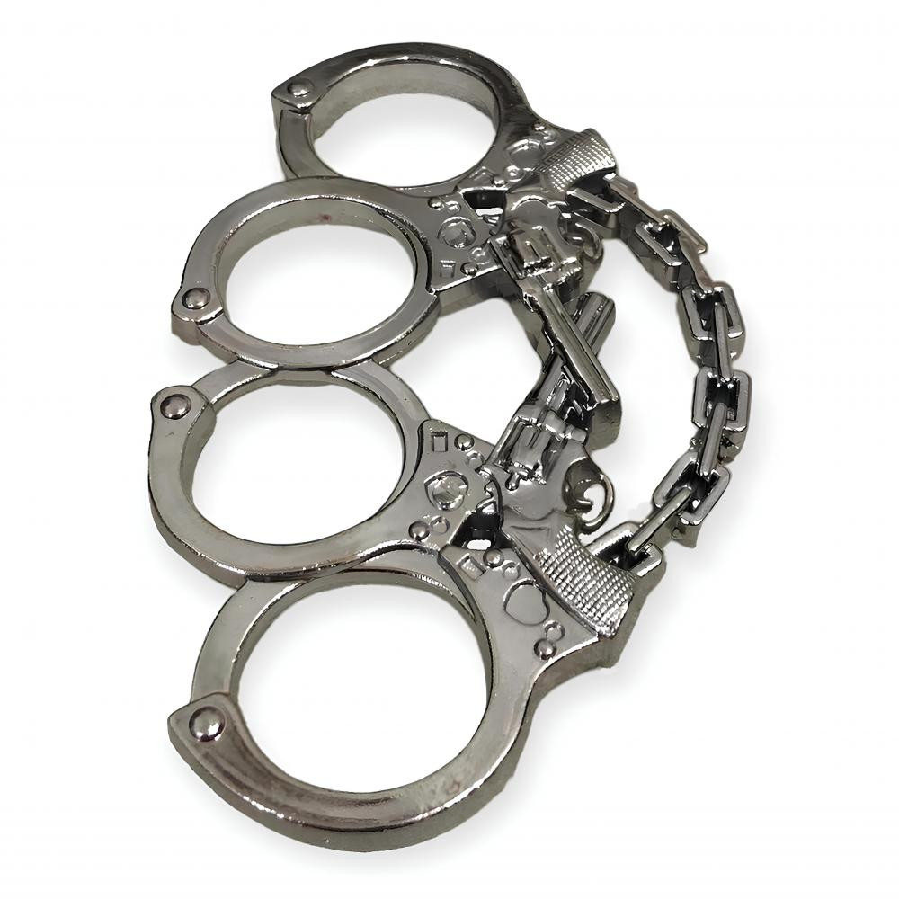 Kelepçe ve Silah Motifli Gümüş Rengi Muşta -  Özel Tasarım Bıçaklar Kategorisi