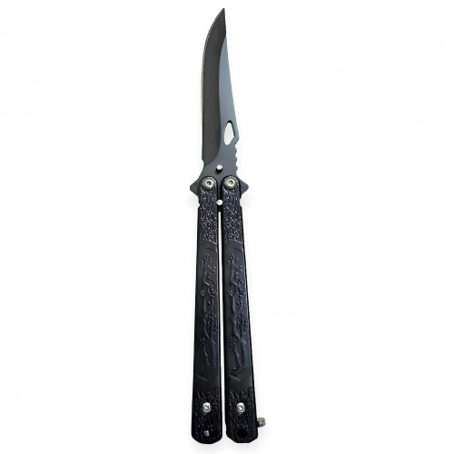 Komple Metal Büyük Boy Siyah Kelebek Bıçak