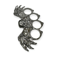 Gümüş Rengi Kanatlı Kuru Kafa Muşta -  Özel Tasarım Bıçaklar Kategorisi