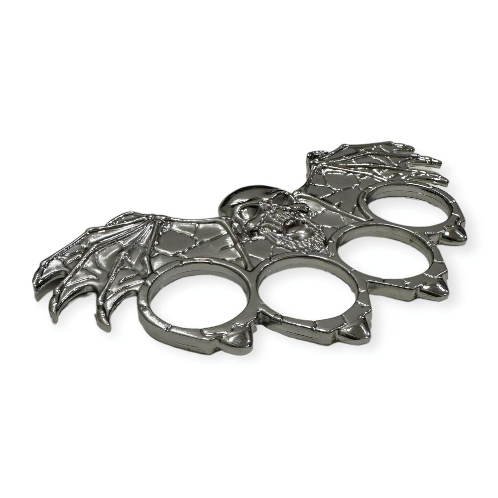 Gümüş Rengi Kanatlı Kuru Kafa Muşta -  Özel Tasarım Bıçaklar Kategorisi