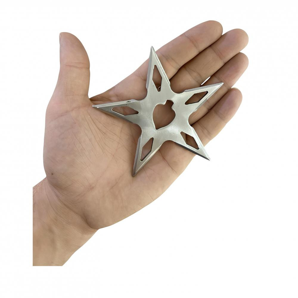 gümüş ninja yıldızı shuriken seti yan açı